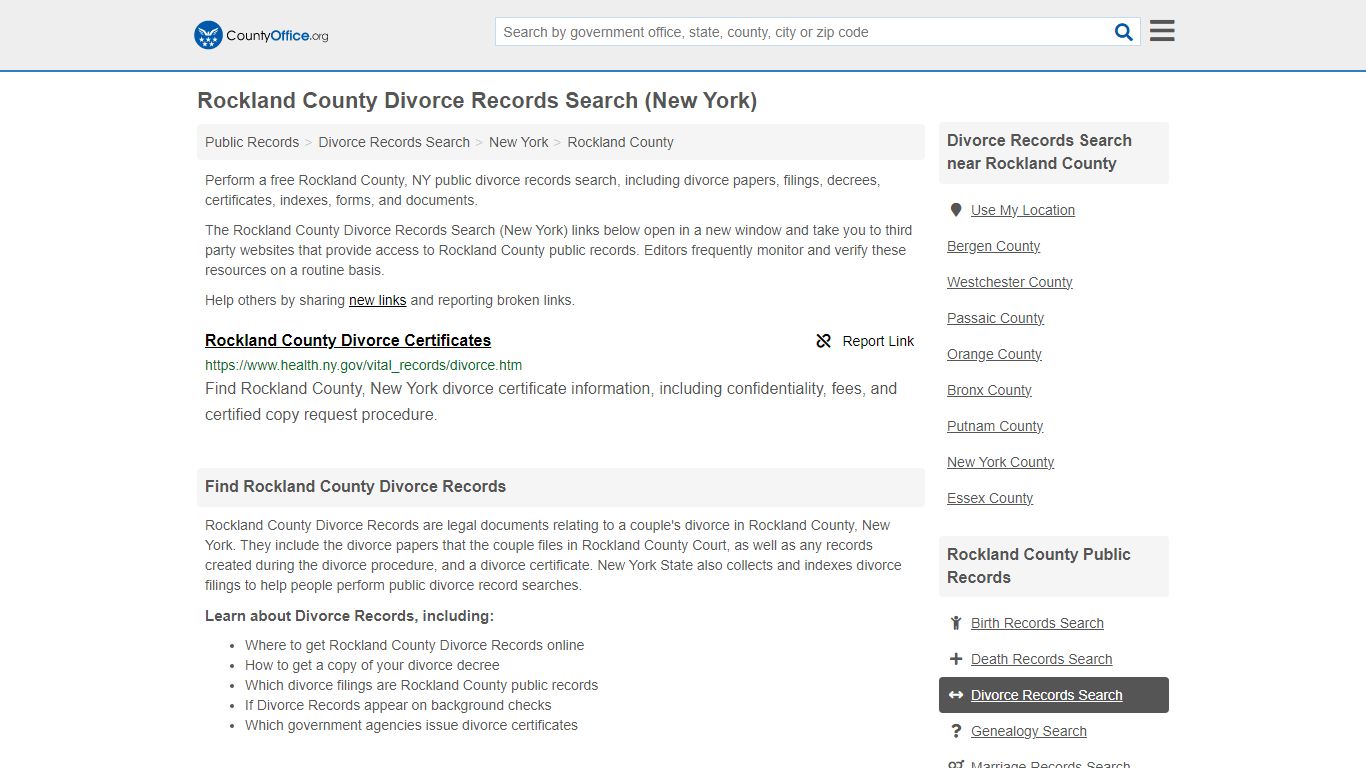 Rockland County Divorce Records Search (New York) - County Office