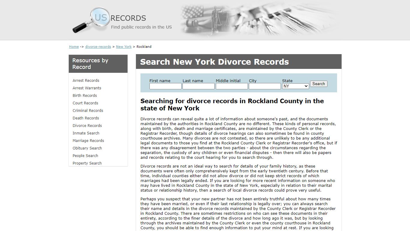 Search Divorce Records Rockland New York | US Records